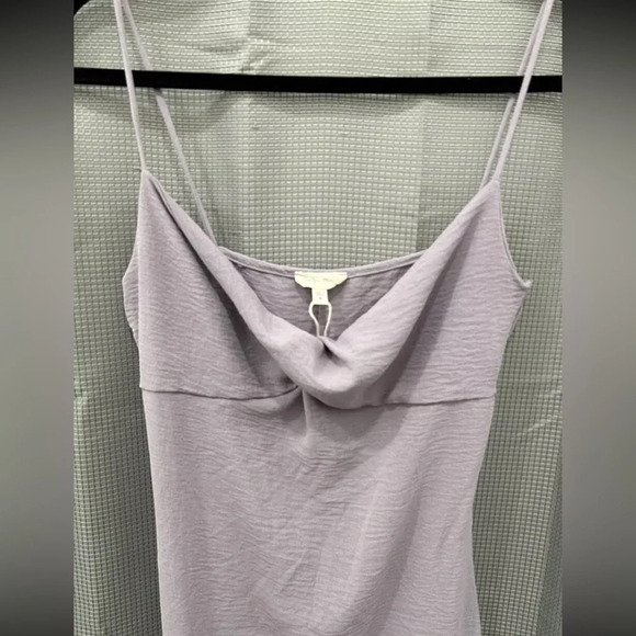 See You Monday crepe Slip Dress Small Casual knee Twist Front Boho Flowy Lilac - Picture 2 of 5
